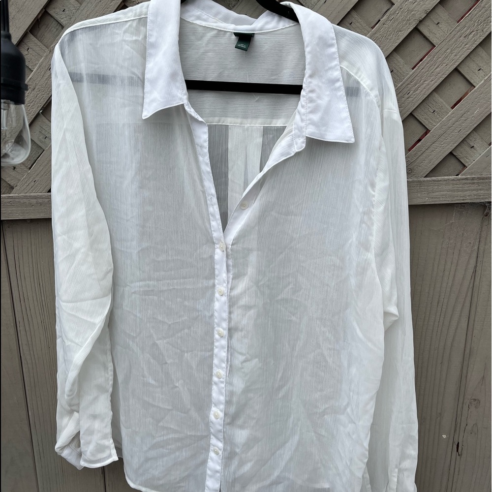Sheer white button up